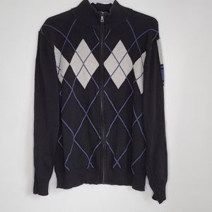 BKE | BK2 Buckle 100% Cotton Full Zip Argyle Sweater Size XL